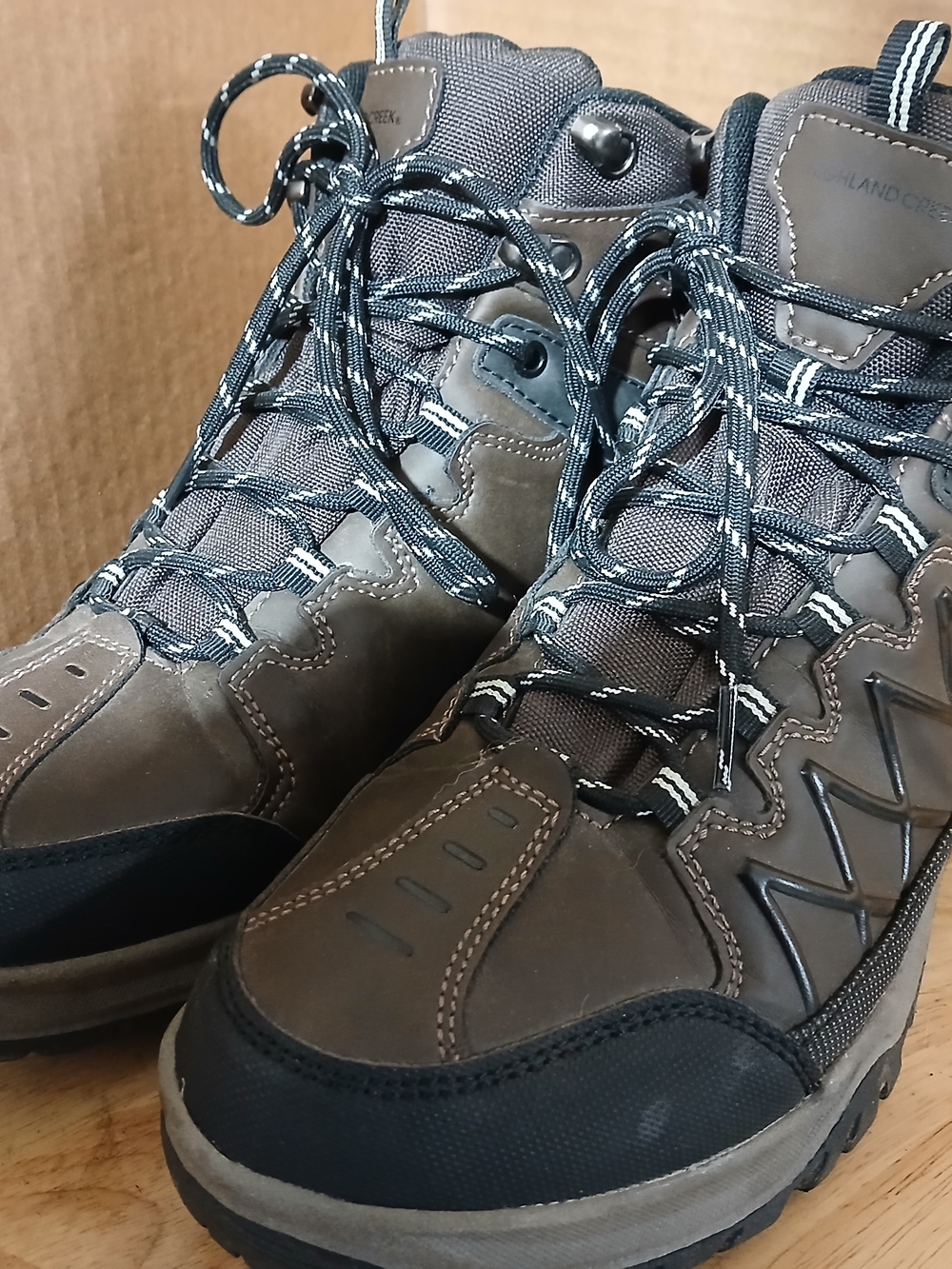 Brown and Black Hiking Boots with Contrast Laces